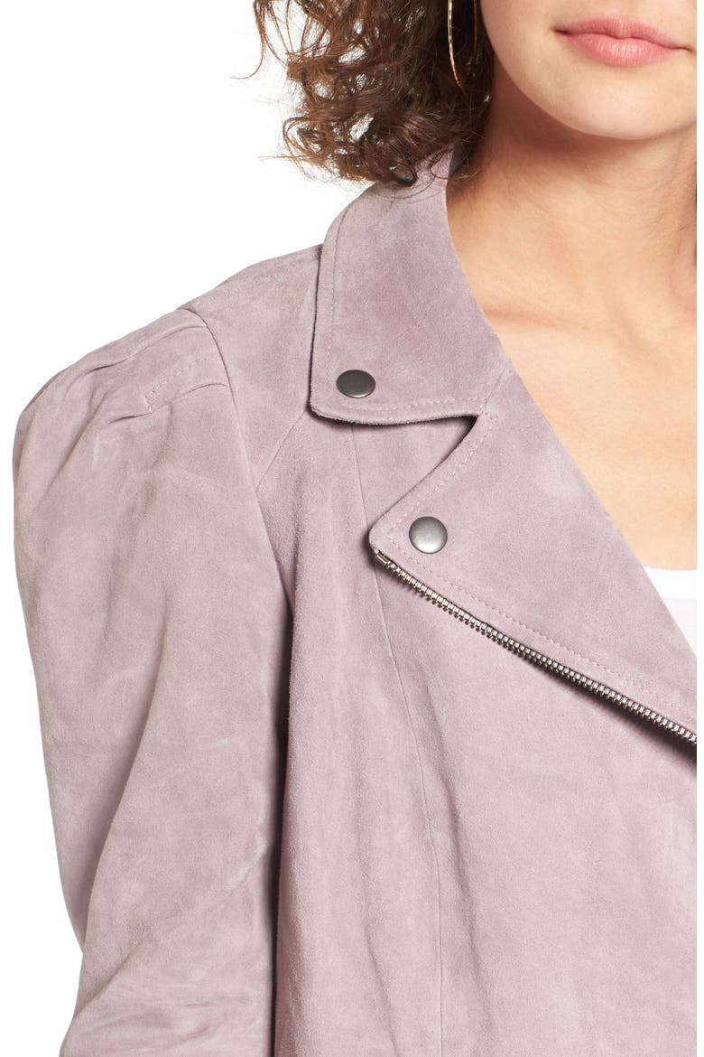 Suede Moto Jacket, Alternate, color, PURPLE QUAIL