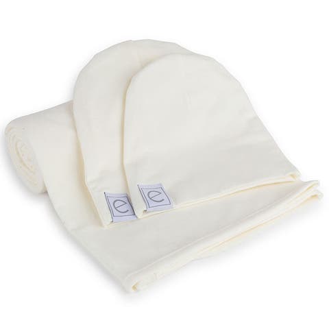 Jersey Knit Cotton Swaddle Blanket and Beanie Gift Set