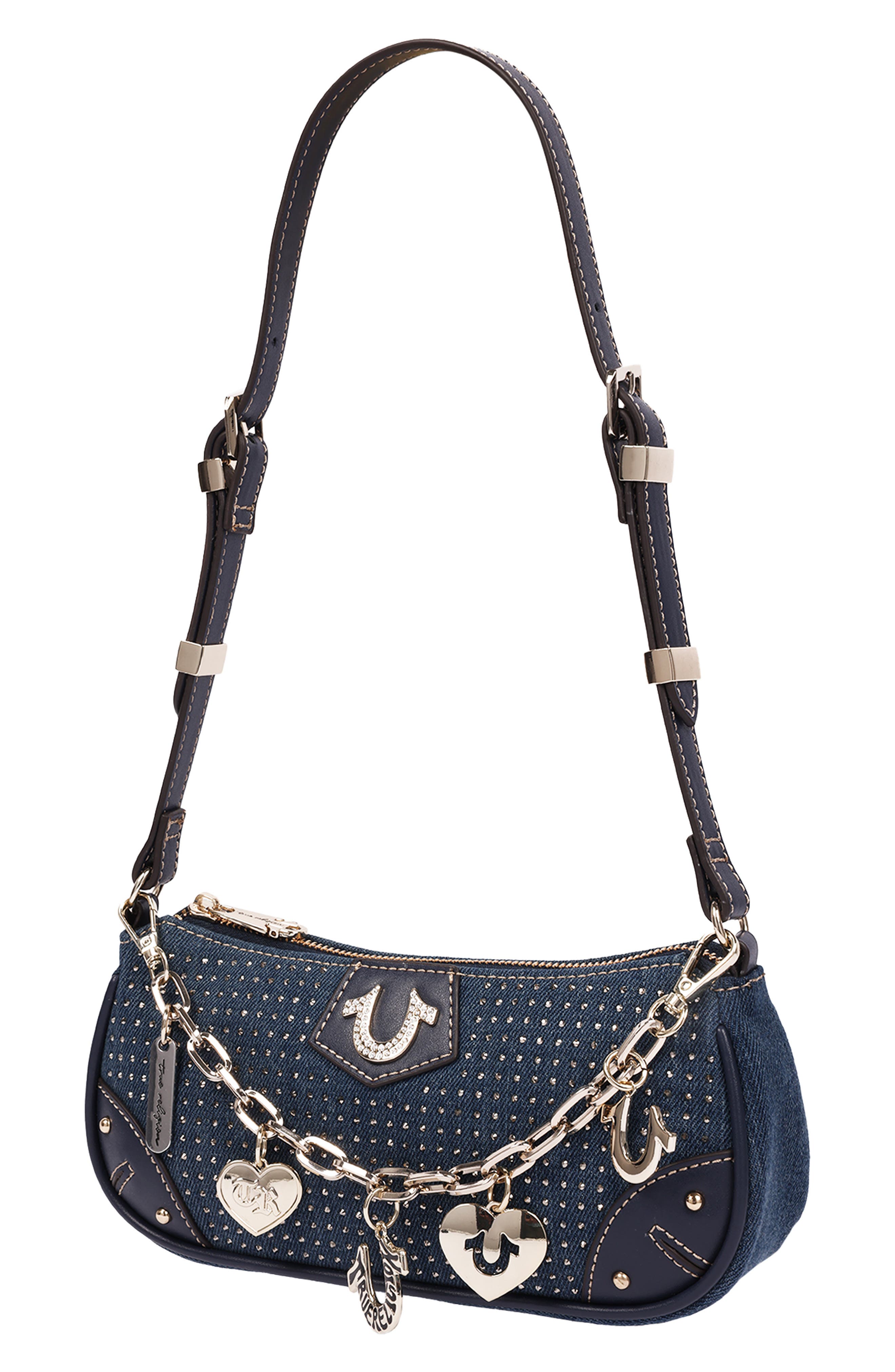 Sparkle Denim Baguette Bag, Alternate, color, DARK DENIM