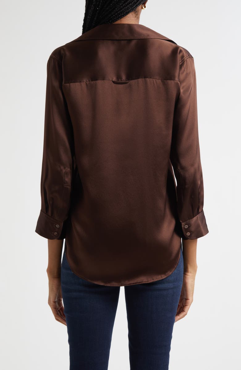 L'AGENCE Dani Silk Charmeuse Blouse, Alternate, color, Coffee Bean