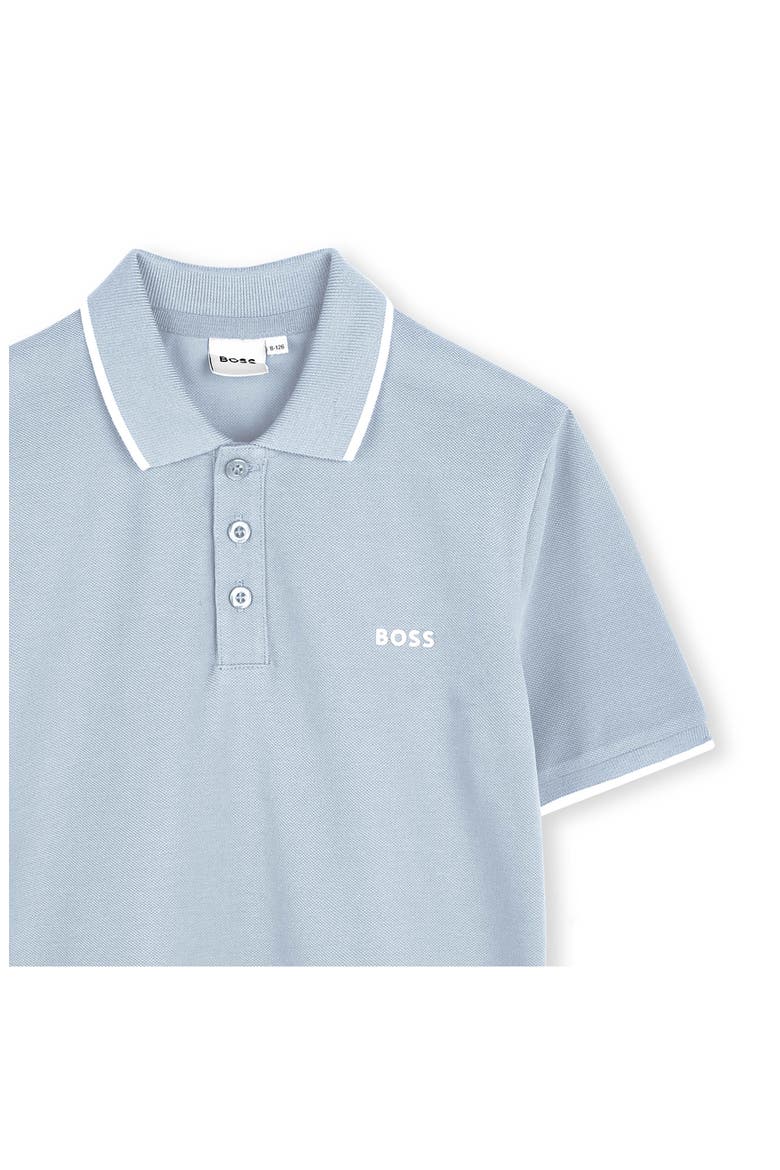 Kids' Tipped Stretch Cotton Piqué Polo, Alternate, color, PALE BLUE