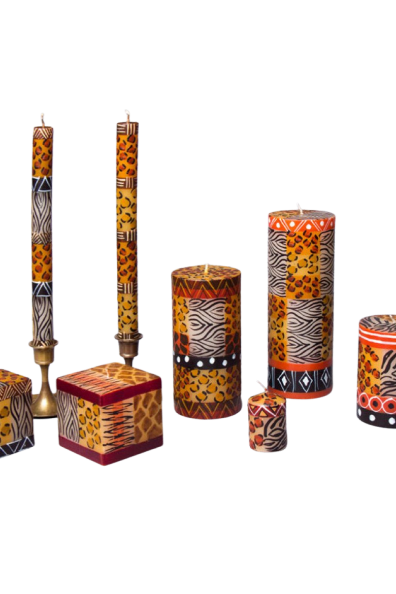 Animal Print Painted Pillar Candle, Alternate, color, Animal Print - 3x6"