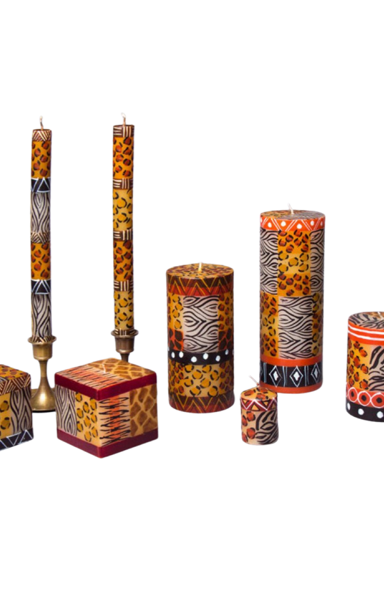 Thumbprint Artifacts Animal Print Painted Cube Candle, Alternate, color, Animal Print - 2X2x3"