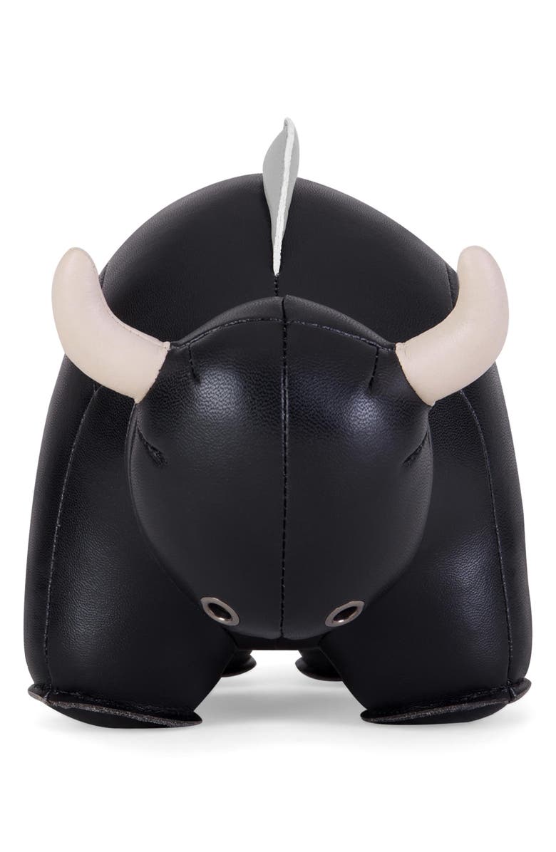 Zuny Bull Buloo Faux Leather Bookend, Alternate, color, Black Wheat
