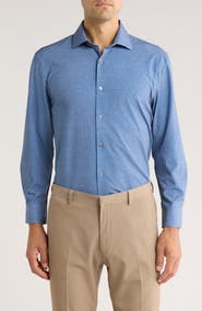 Perry Ellis Slim Fit Performance Tech Button Front Shirt