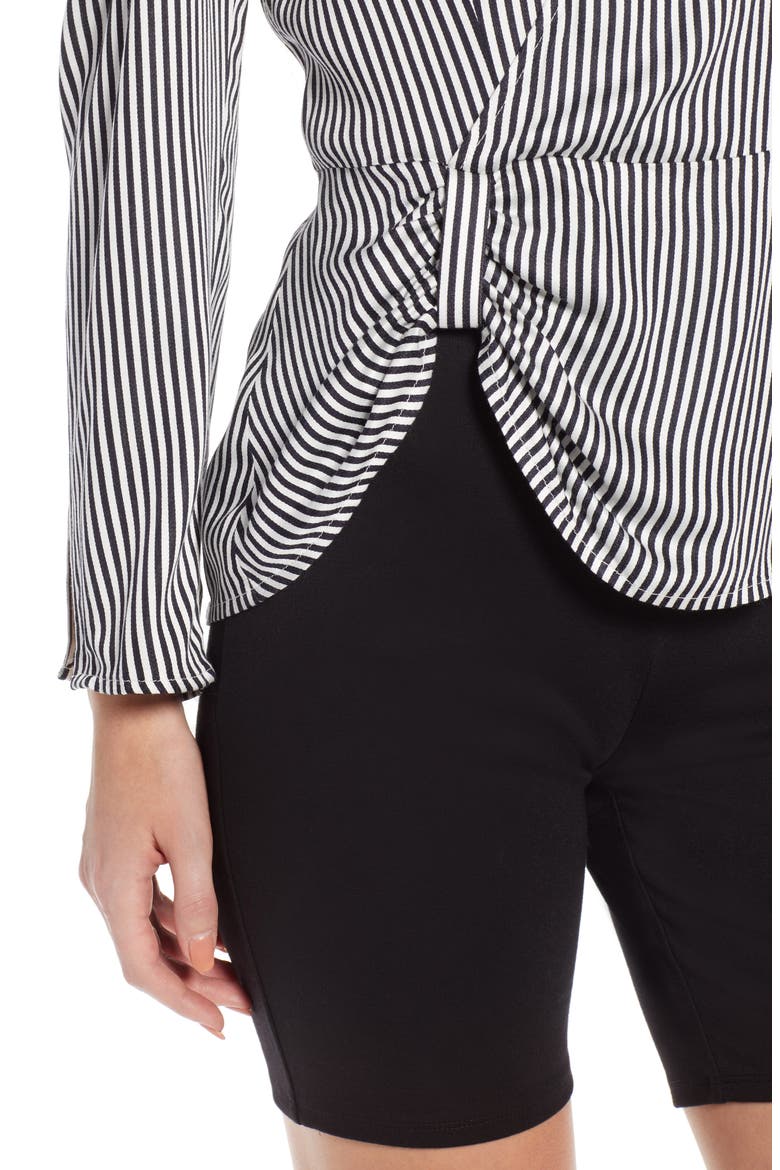 Gathered Peplum Top (Nordstrom Exclusive), Alternate, color, NAVY NIGHT TWO STRIPE