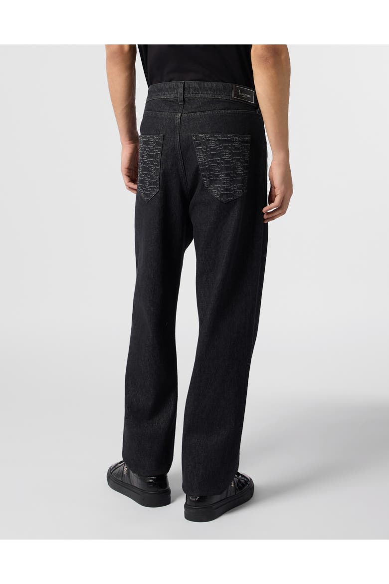Straight Cut Jeans Bb Monogram Men, Alternate, color, black