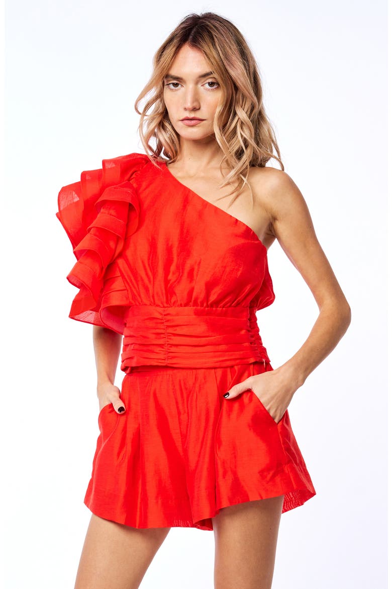 Risa One Shoulder Top, Alternate, color, RED CORAL