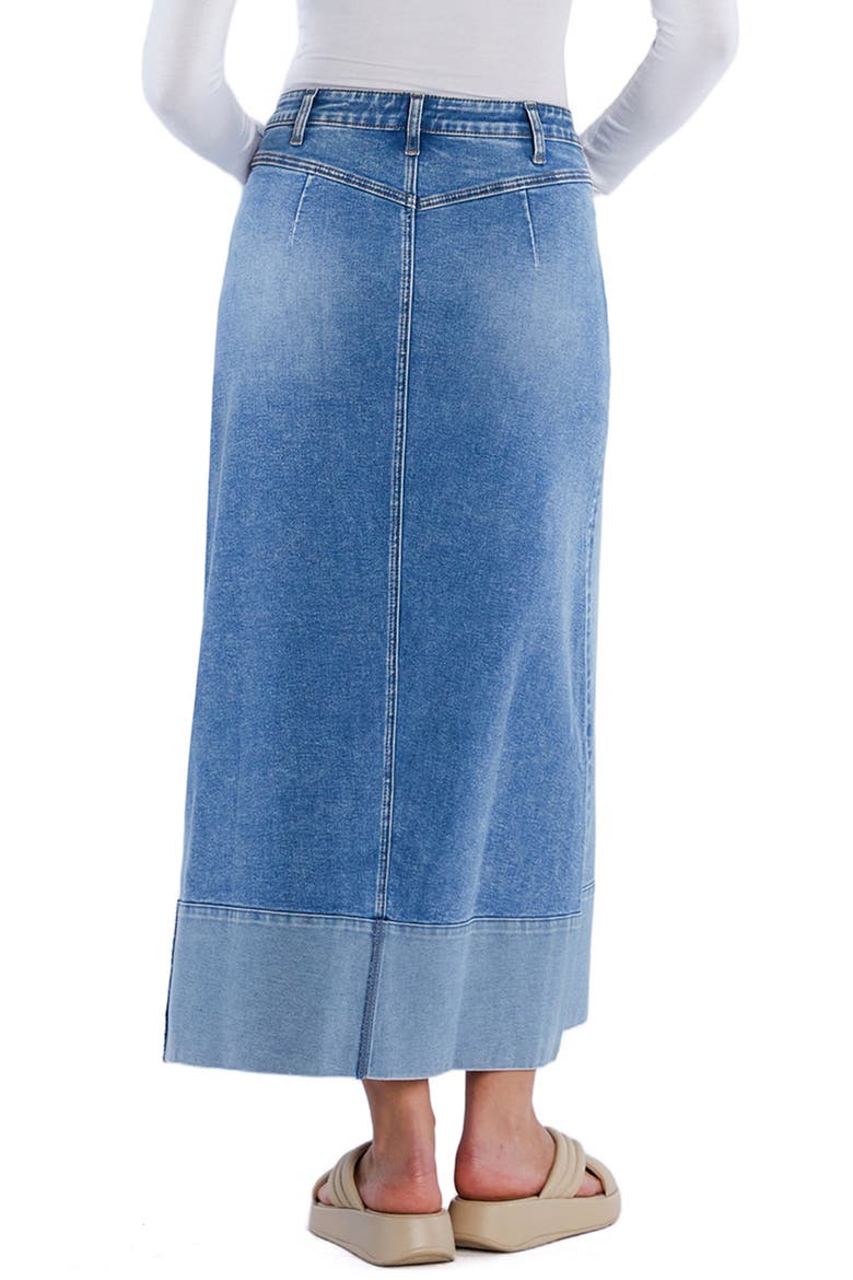 Cuffed Denim Maxi Skirt, Alternate, color, PACIFIC BLUE