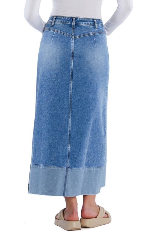 Wash Lab Denim Cuffed Denim Maxi Skirt In Pacific Blue