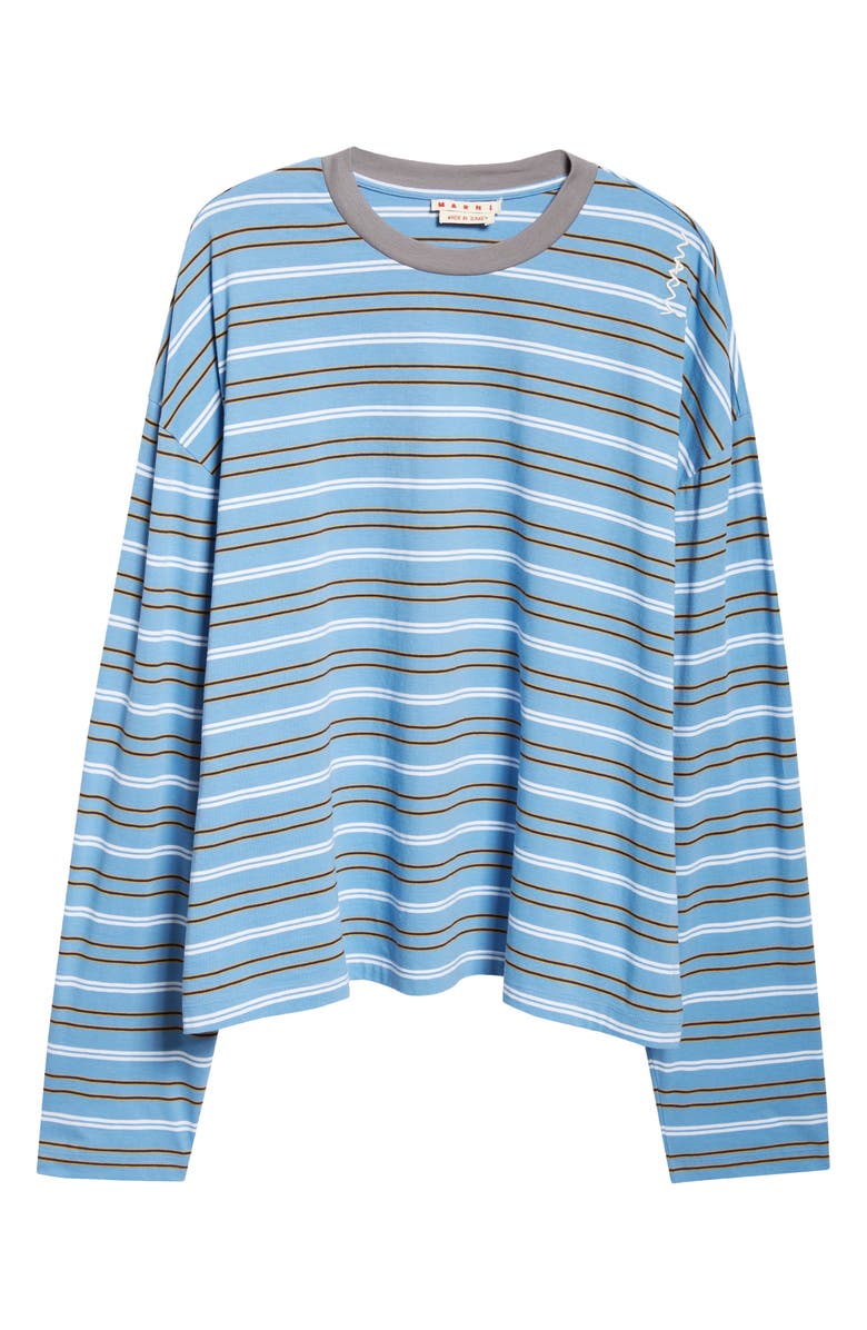 Marni Stripe Long Sleeve Cotton T-Shirt, Alternate, color, Blue Lilac