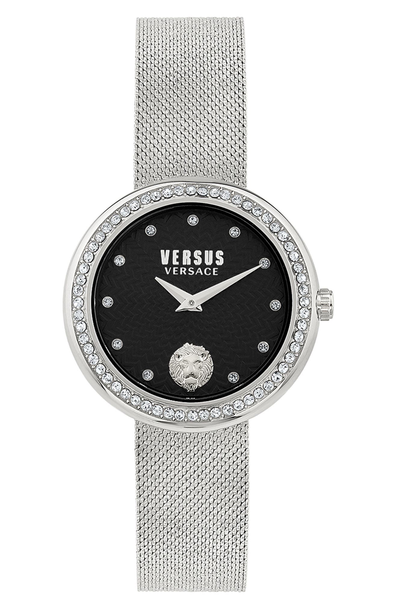 VERSUS Versace Lea Crystal Mesh Strap Watch, 35mm