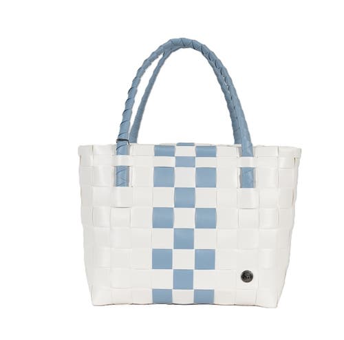 Handed By Paris Whites Recycled Tote Bag In White/faded Blue