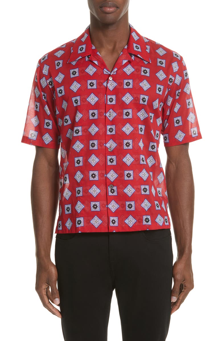 Maison Margiela Muslin Print Camp Shirt, Main, color,