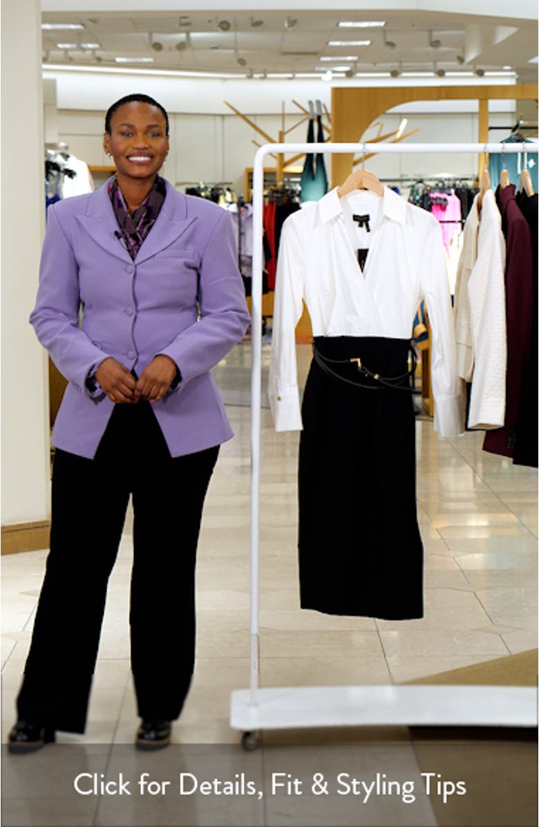 Belted Sateen Sheath Dress, sales video thumbnail