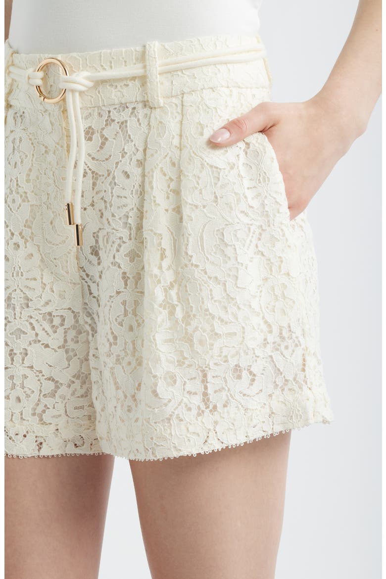 Lori Pleat Lace Shorts, Alternate, color, WHITE