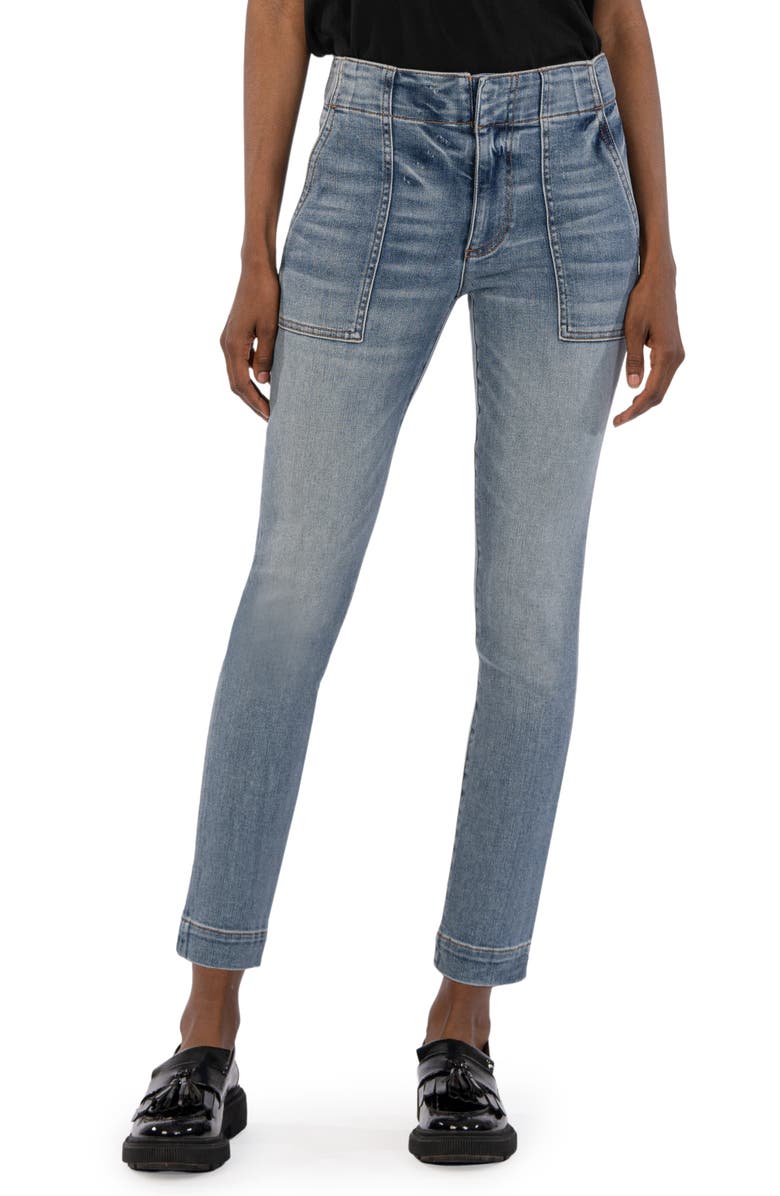KUT from the Kloth Reese High Waist Ankle Slim Straight Leg Jeans, Main, color, 