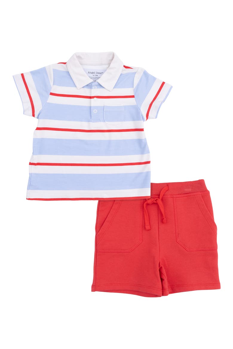 Kids' Preppy Rugby Polo Shirt & Shorts Set Baby & Toddler), Main, color, BLUE RED