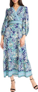 Donna Morgan Print Balloon Sleeve Maxi Dress