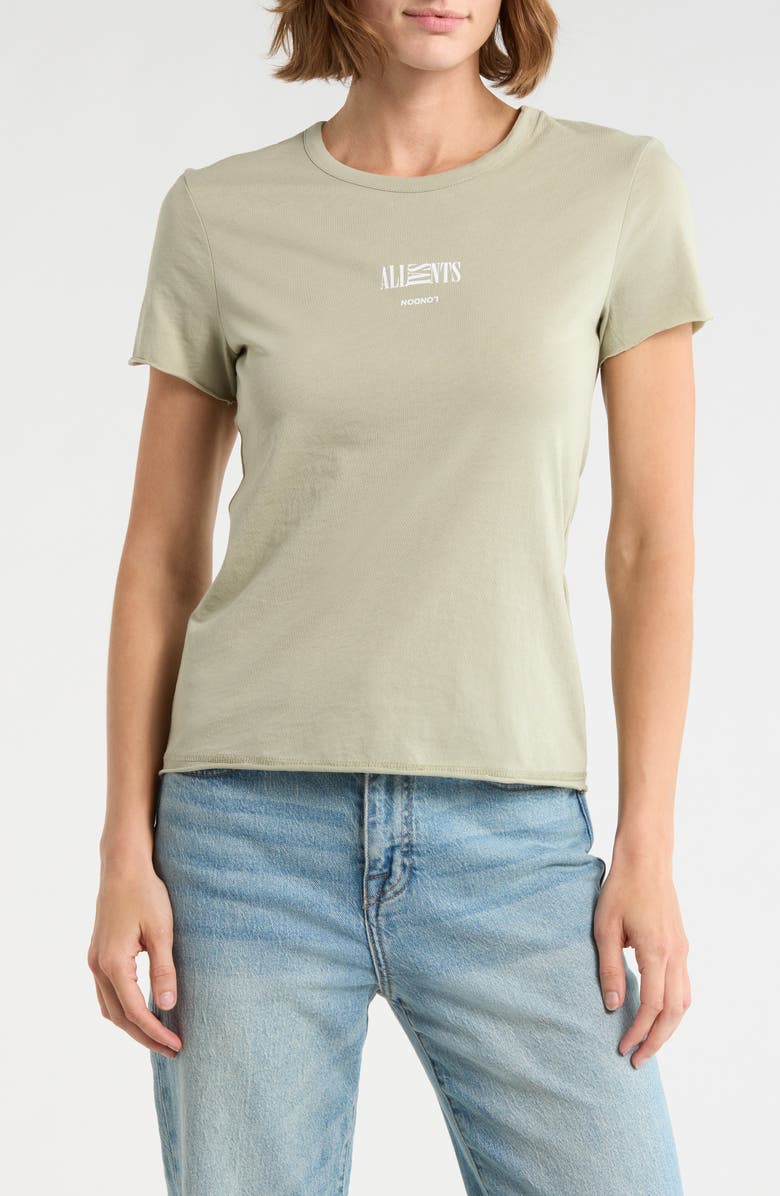 AllSaints Burman Bela Logo Graphic T-Shirt, Main, color, Abbey Stone Green