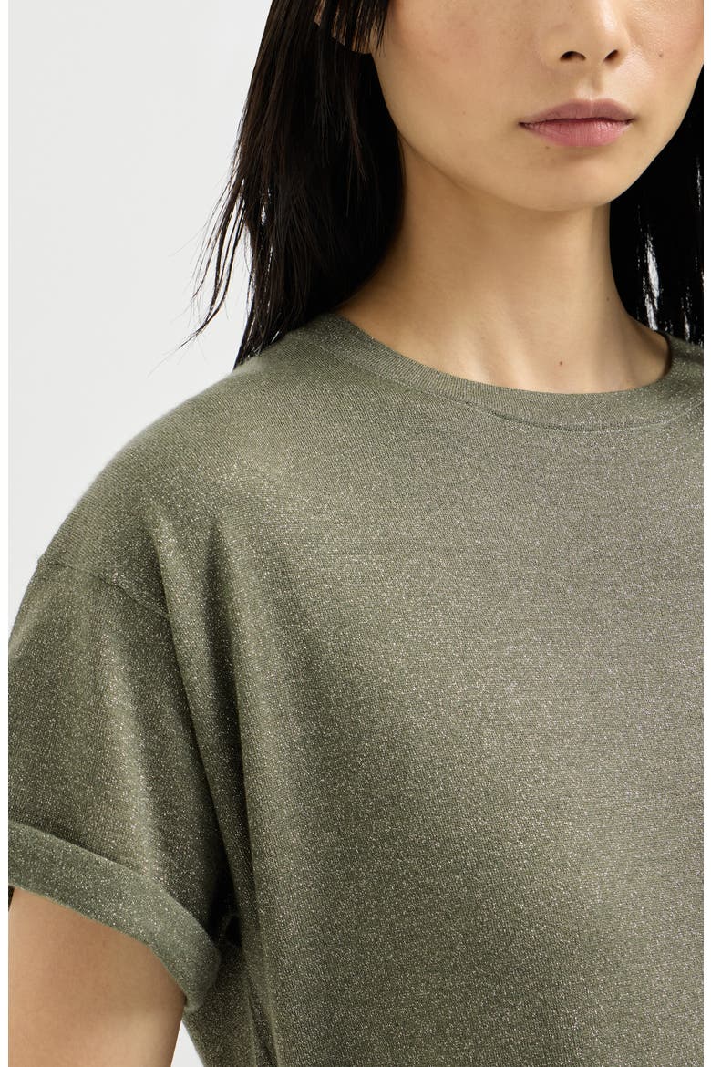 Sparkling cashmere and silk lightweight knit T-shirt, Alternate, color, Origano