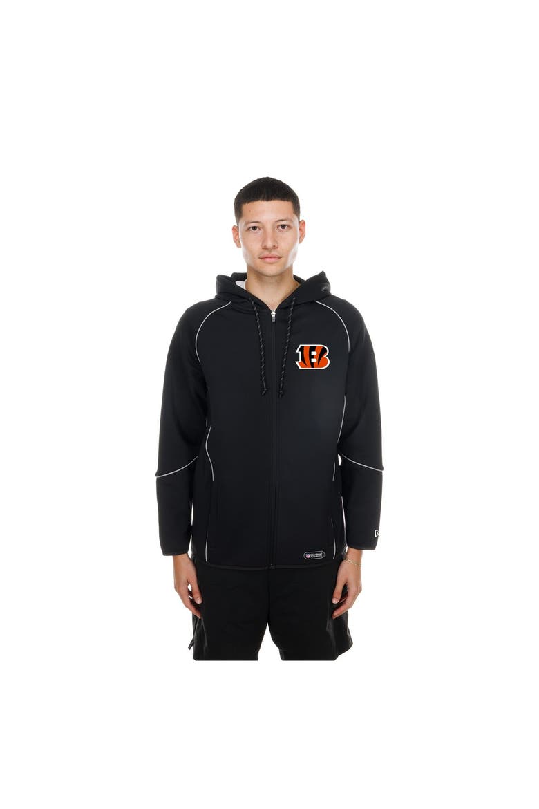 Men's New Era  Black Cincinnati Bengals Combine Authentic Raglan Full-Zip Hoodie, Main, color, Black