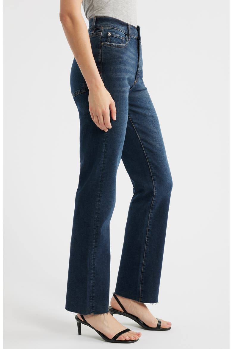 RFD Raw Hem High Waist Straight Leg Jeans, Alternate, color, DEEP WATERS
