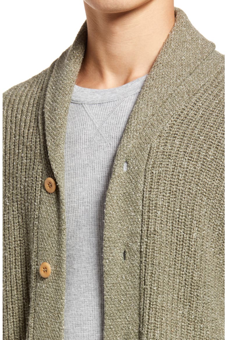 Marled Cotton & Cashmere Cardigan, Alternate, color, LIGHT OLIVE MARL