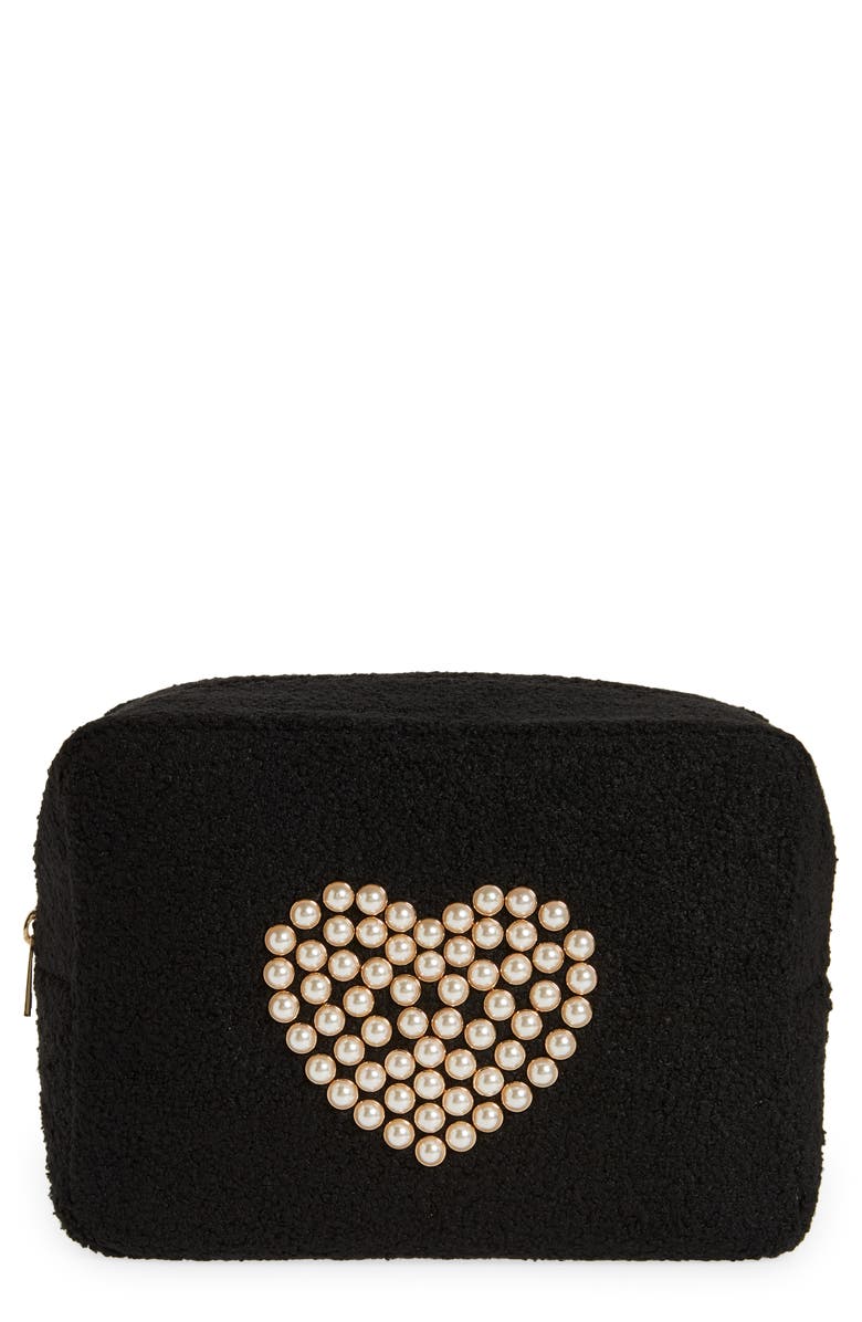 BTB Los Angeles Heart Teddy Cosmetics Case, Main, color, 