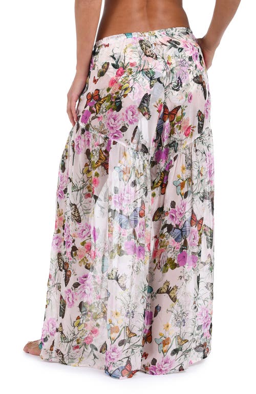 L Agence L'agence Sharon Butterfly Print Wide Leg Cover-up Pants In Ivory