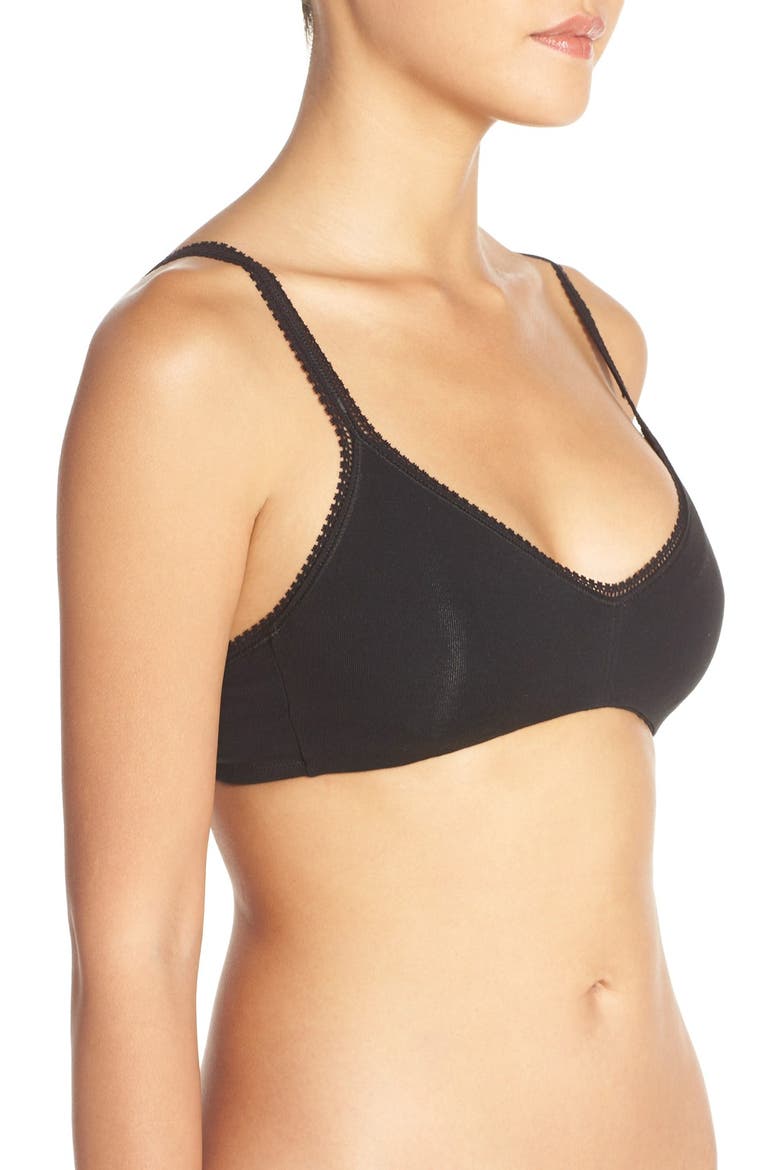 Stretch Cotton Bralette, Alternate, color, BLACK