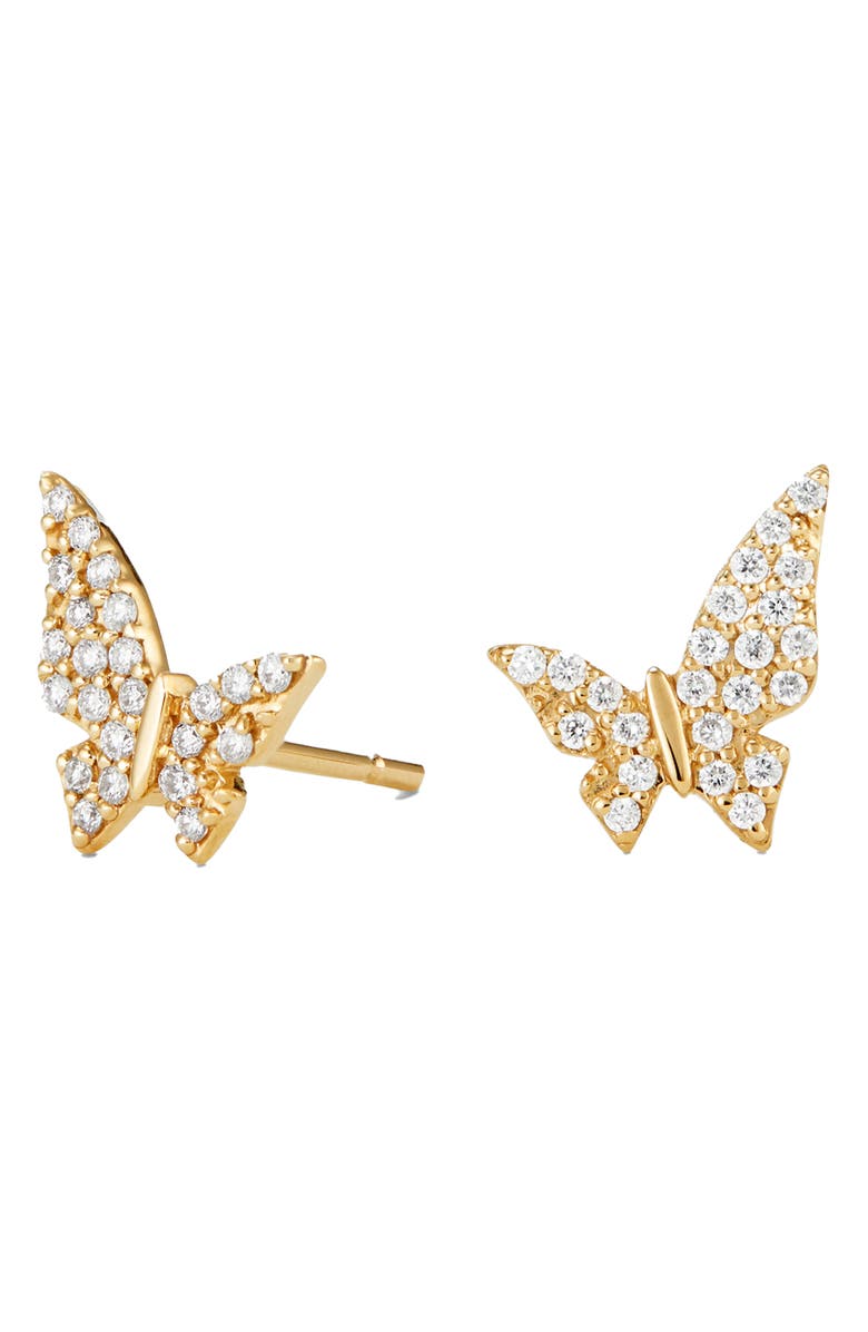 LANA Mini Butterfly Pavé Diamond Stud Earrings, Main, color, 