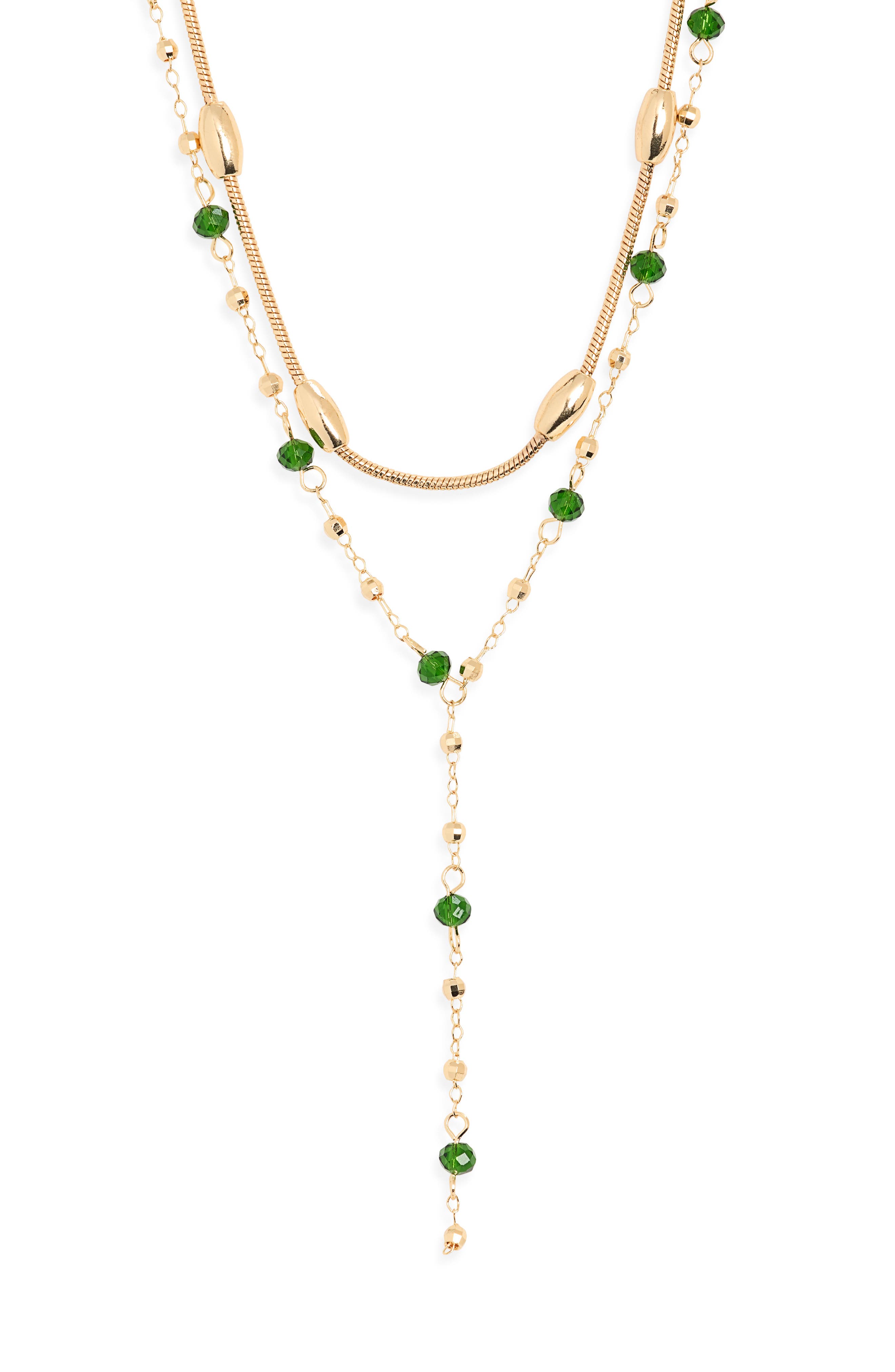 Crystal Layered 'Y' Necklace