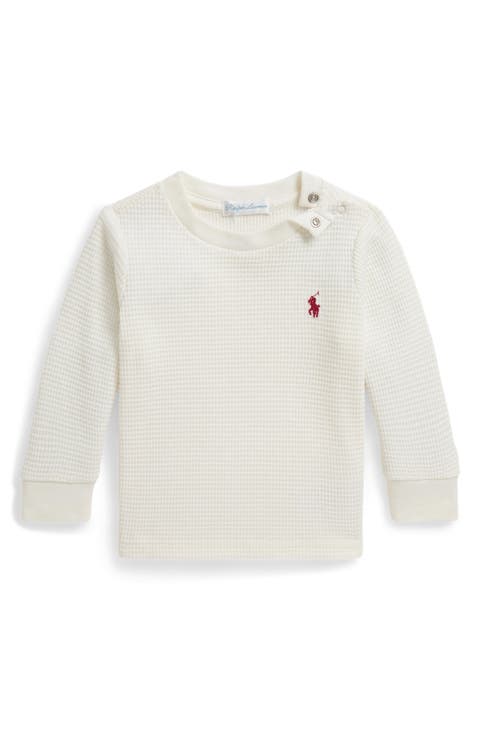 Kids' Waffle Knit Cotton Long Sleeve T-Shirt