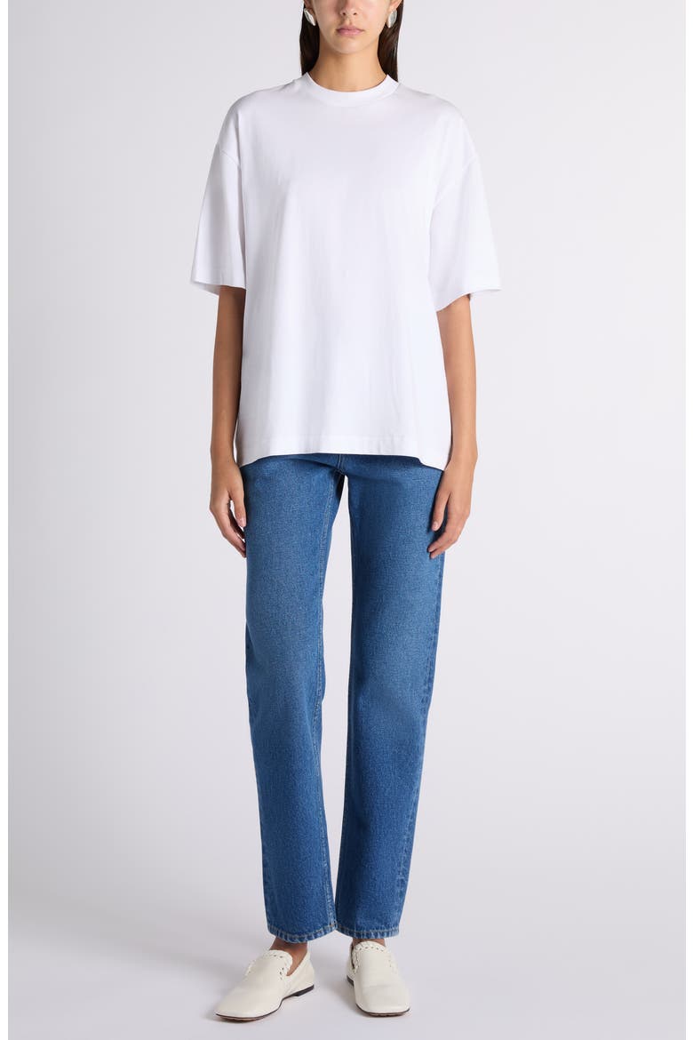 Artigiana Embroidered Yoke Oversize Cotton Jersey T-Shirt, Alternate, color, WHITE
