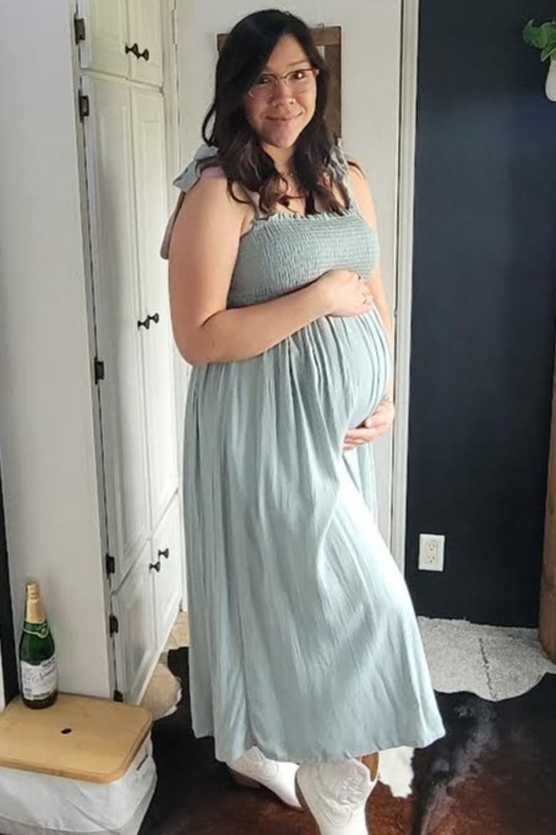 Smocked Tie Strap Midi Dress, Alternate, color, Mint Green