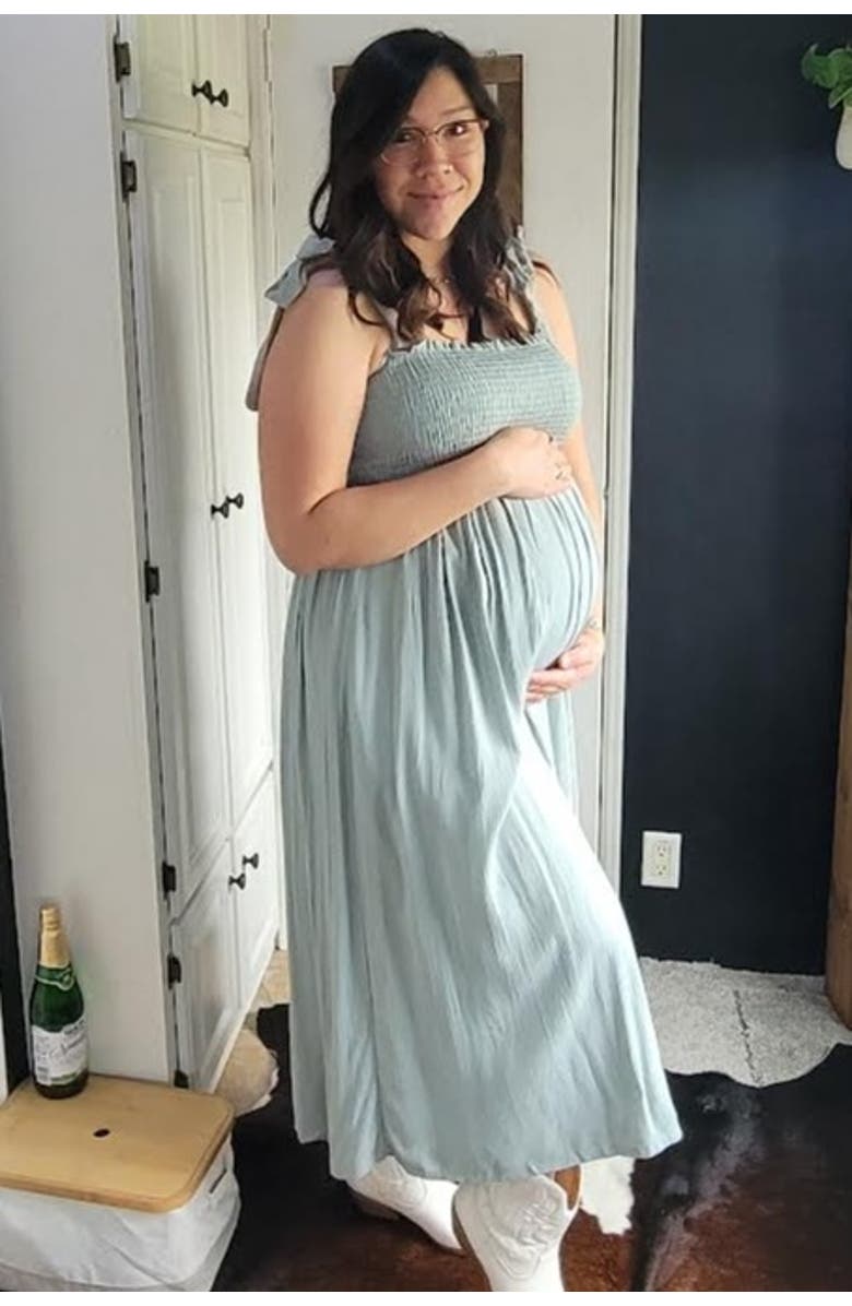 PinkBlush Smocked Tie Strap Midi Dress, Alternate, color, Mint Green