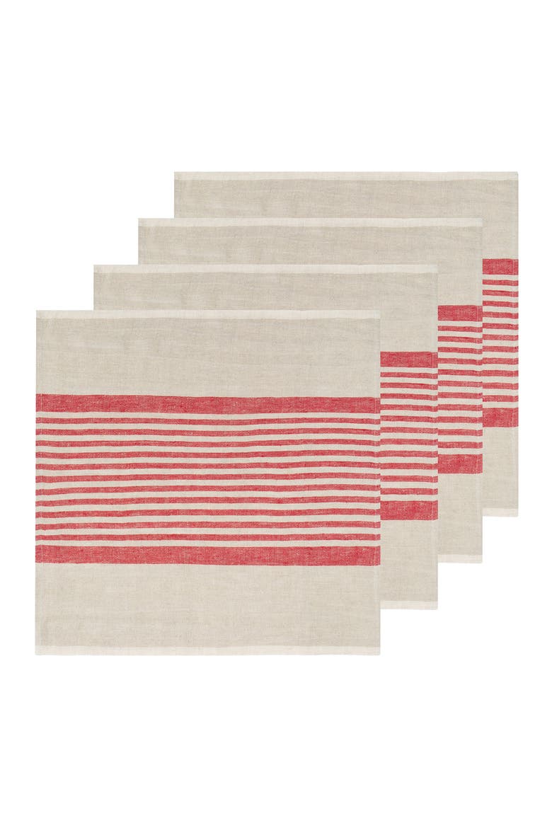 Brittany Napkins - Set of 4, Main, color, Natural, Red 20" x 20"