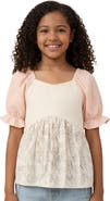 Hayden Girls Kids' Colorblock Eyelet Puff Sleeve Top