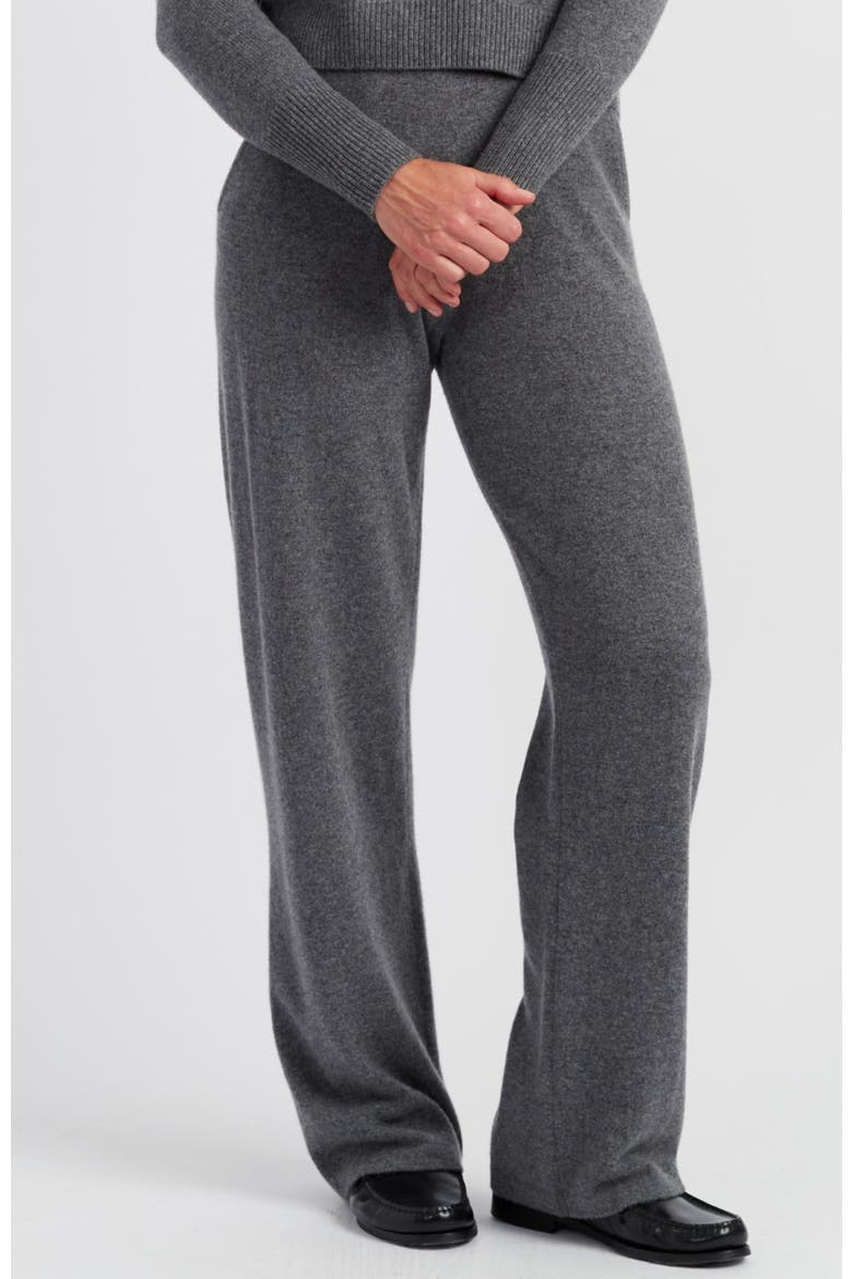 Pure Cashmere Wide Leg Pants, Main, color, Mid Grey Melange