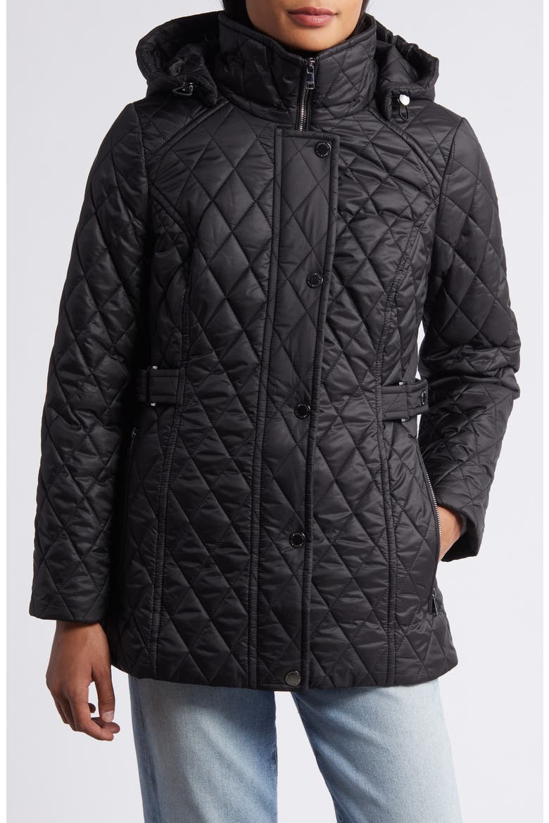 Quilted Water Resistant Jacket, Main, color, BLACK