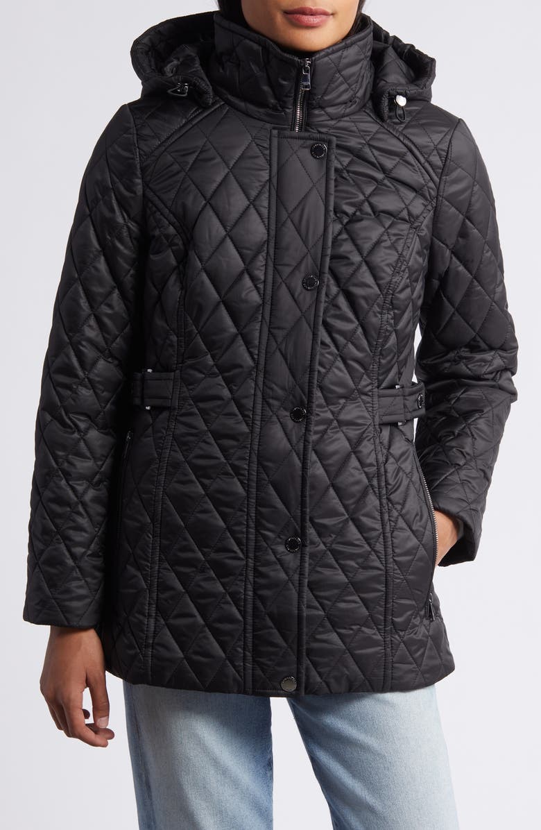 London Fog Quilted Water Resistant Jacket, Main, color, Black