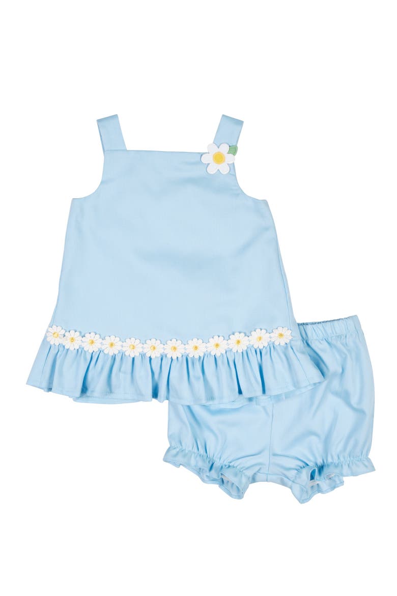 Pique Dress & Bloomer with Daisies, Main, color, Light Blue