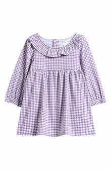 TINY TRIBE Check Long Sleeve Frill Neck Dress