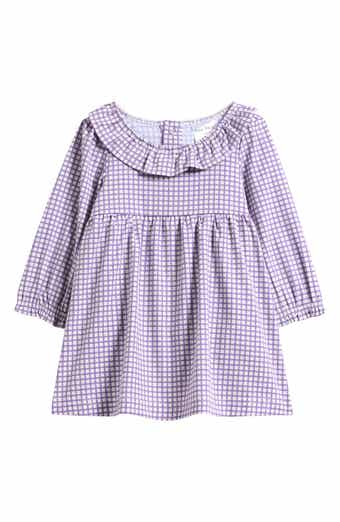 TINY TRIBE Check Long Sleeve Frill Neck Dress