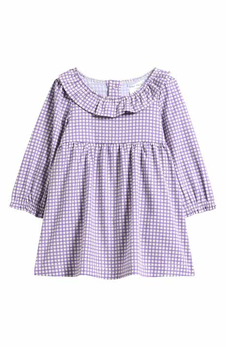 TINY TRIBE Check Long Sleeve Frill Neck Dress