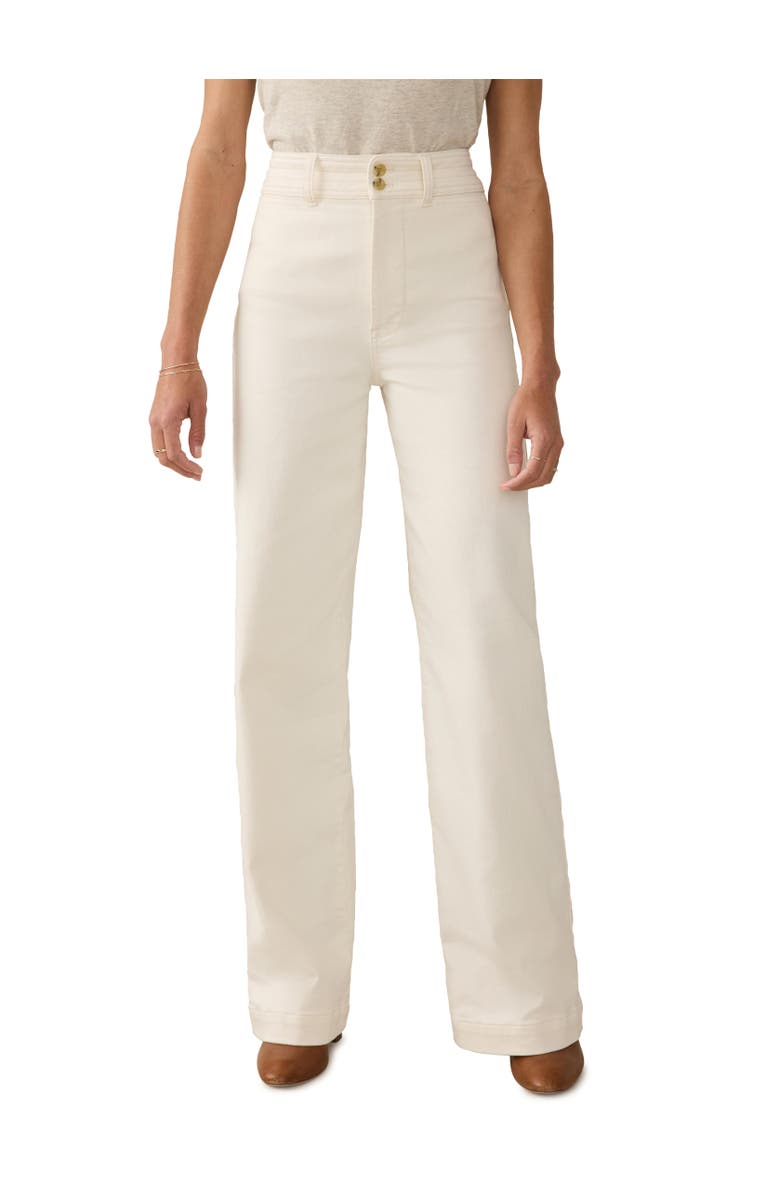 Faherty Terry Harbor High Waist Wide Leg Jeans, Main, color, Egret
