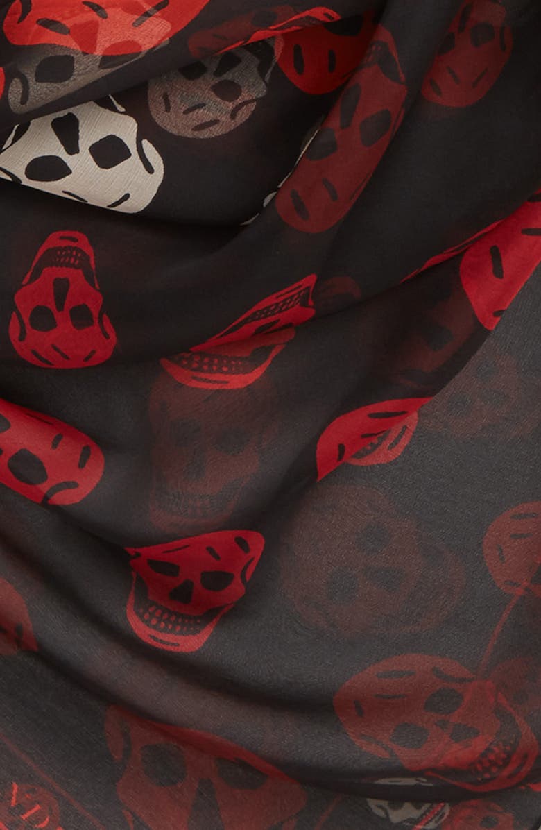 McQueen Alexander McQueen Skull Print Chiffon Scarf, Alternate, color, 