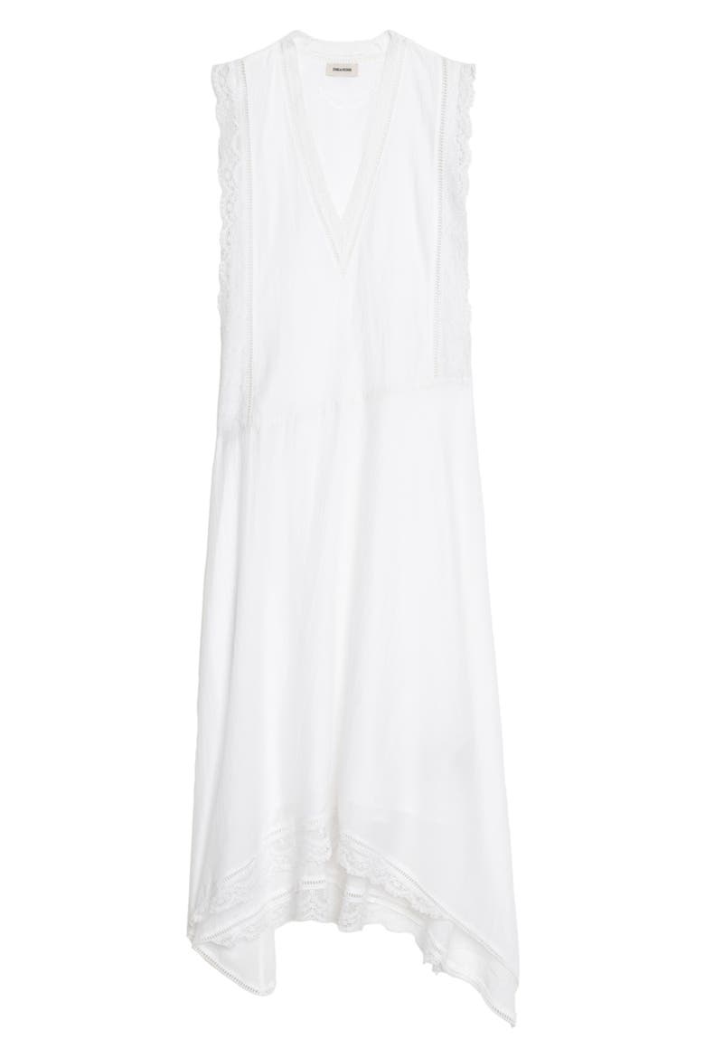 Rerol Tomboy Lace Trim Sharkbite Hem Cotton Blend Dress, Alternate, color, JUDO