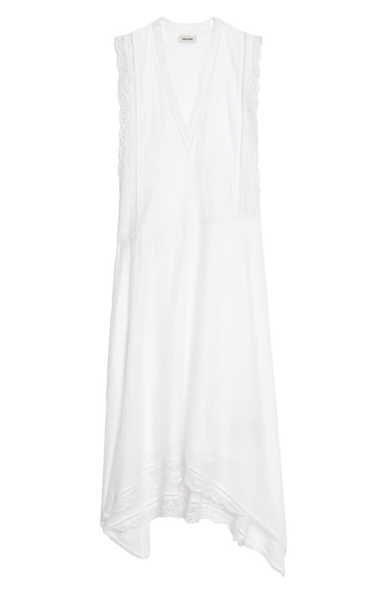 Zadig & Voltaire Rerol Tomboy Lace Trim Sharkbite Hem Cotton Blend Dress, Alternate, color, Judo